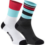Madison Sportive Mens Long Sock Blue Curaco / Flame Red Twin Pack