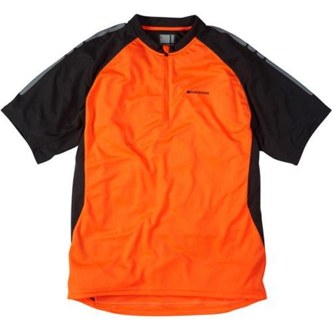 Madison Stellar Mens Short Sleeve Shocking Orange Jersey Front