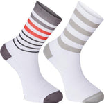 Madison Sportive Mens Long Sock Multi Hoops White / Flame Red Twin Pack