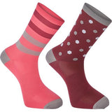 Madison Sportive Mens Long Sock Hex Dots Classy Burgandy/Bright Berry Twin Pack